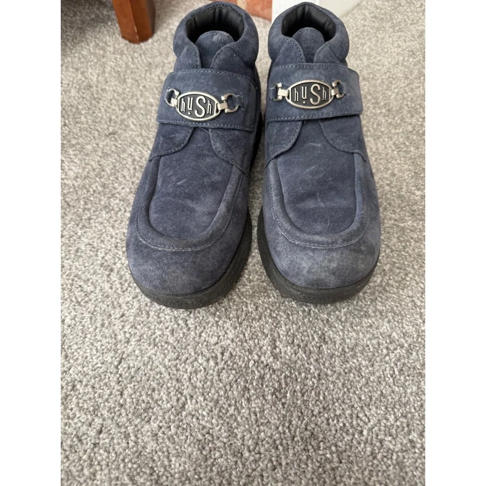 Y2K Vtg Hush Puppies Elvis Blue Suede Shoes‎ womens 5-5.5 RARE